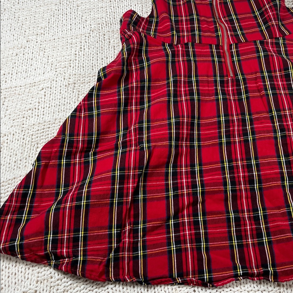 Hot Topic Red/Black Plaid O-Ring Skirtall Overall Zipper Dress - Picture 5 of 16